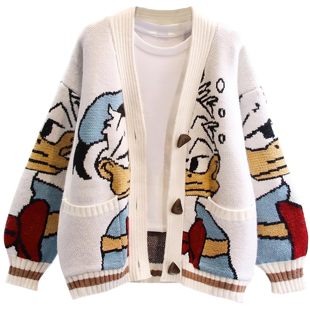 Donald Duck button front knitted cardigan